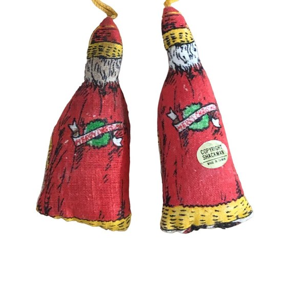 B Shackman Vintage 1970s Lot of 2 Stuffed Father Christmas Ornaments Santa Claus - Picture 4 of 8